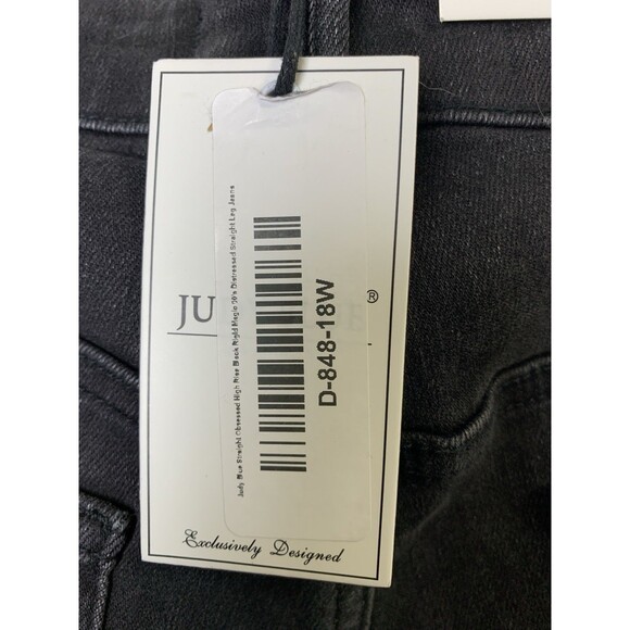 Judy Blue Jeans Womans 18W Black High Waist Rigid Magic Distressed 90's Straight - Picture 4 of 16